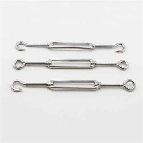 Tensor para cable tipo turnbuckle, 1 pieza M5 de acero inoxidable 304, gancho y ojo ajustables para cadena y cables miniatura 4