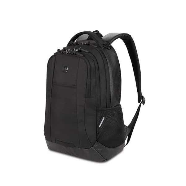 SWISSGEAR Cecil 18-Inch Laptop Backpack Fits 16-Inch Laptop, Travel Daypack with Organizer Pockets, Water Bottle Holders & Padded Straps – Black Hex