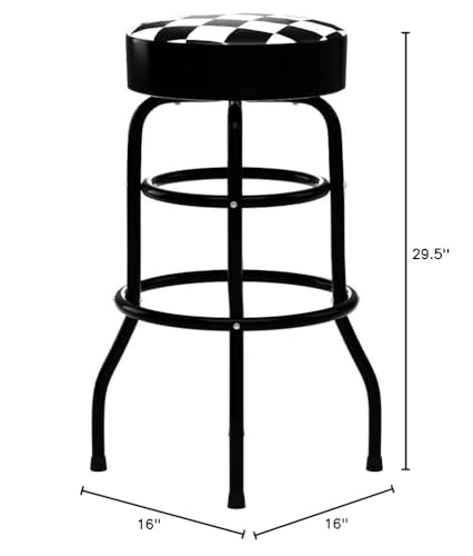 Image of Performance Tool W85023 28-1 /2-Inch Checkerboard 360 Degree Swivel Stool, Heavy Duty Steel Frame Is Perfect for Home, Bar and Shop