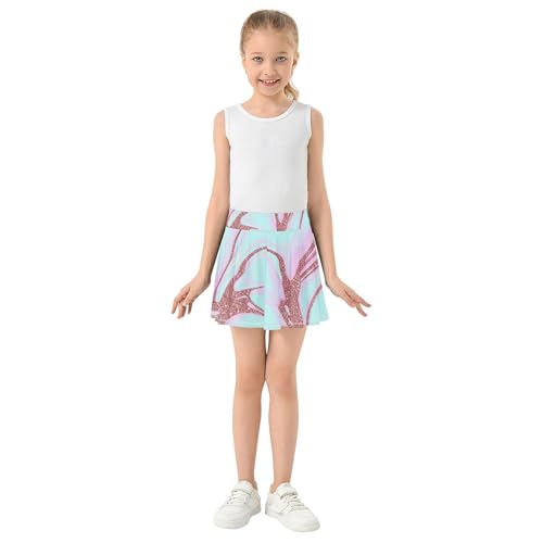 Blue Pink Girls Skorts Athletic Shorts Tennis Skirts Kids School Skirt Marble Pastel 4t3