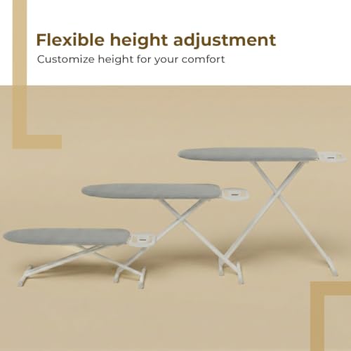 Image of Lifelong Foldable Ironing Board with Steel Frame, Heat-Resistant Cover | Heavy-Duty & Durable Iron Board with Stand | Adjustable Height, Anti-Skid Legs, Portable & Space-Saving Design (Silver & White)