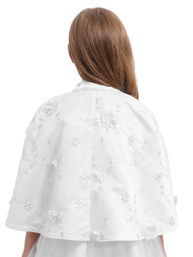 Choomomo Floral Embroidery Mesh Shawl for Girls Solid Color Princess Self-Tied Cape Wrap Top4