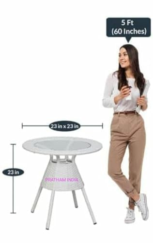 Image of India Garden Patio Seating Chair and Table Set Outdoor Balcony Garden Coffee Patio Furniture Sets with 1 Round Table and 2 Chairs Set (White Color)