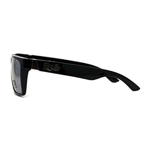 Image of Locs Colored Reflective Black Rectangular Gangster Hardcore Sunglasses