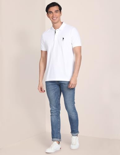 Image of U.S. POLO ASSN. Solid Slim Fit Polo T Shirts for Men - 100% Cotton, Half Sleeve Mens Tshirt