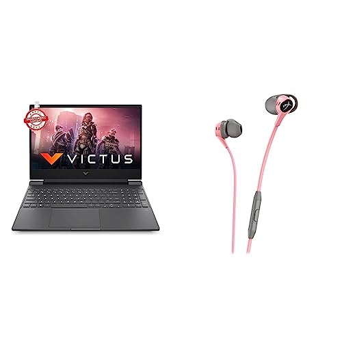 Image of HP Victus Gaming Laptop AMD Ryzen 5 5600H 15.6 inch(39.6 cm) FHD IPS Gaming Laptop & HyperX Cloud Earbuds Pink