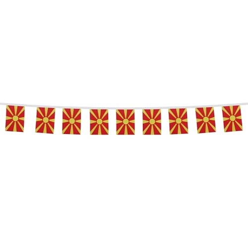 Image of AZ FLAG Macedonia 6 meters BUNTING Flag 20 flags 9'' x 6'' - Macedonian STRING flags 15 x 21 cm