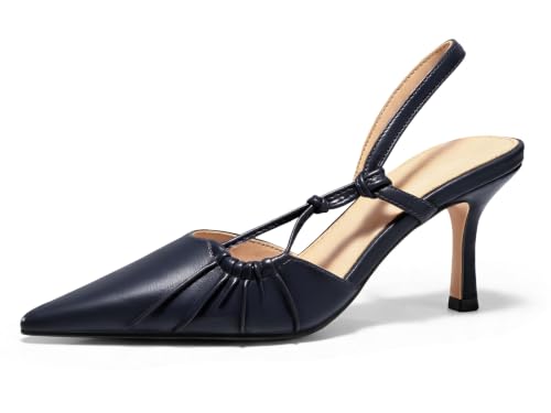 Image of Coutgo Womens Slingback Kitten Heels Closed Pointed Toe Pumps D'Orsay Wedding Party Dress Shoes