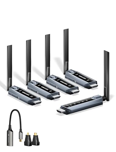 Image of VENTION Wireless HDMI Transmitter and Receiver 656FT with LED Screen, Up to 6 RXs, Heat-Control, Plug & Play Wireless HDMI Extender Kit 4K Decode to Monitor from PC/Projector/TV Box(1TX+4RX)