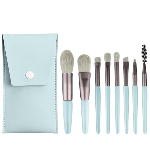 Image of Mini Makeup Brush Set with Pouch, 8 Pcs Premium Soft Synthetic Makeup Brushes for Foundation, Concealer, Blush, Powder, Eyeshadow, Contour, Eyebrow & Eyeliner, Travel Makeup Brush Kit Multicolor