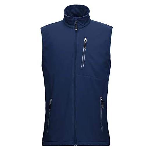 33,000ft Lightweight Softshell Vest for Men, Waterproof Windproof Running Vest, Breathable Vest Gilet Sleeveless Jacket for Cycling, Running, Hiking, Golf, Work, darkblue, L
