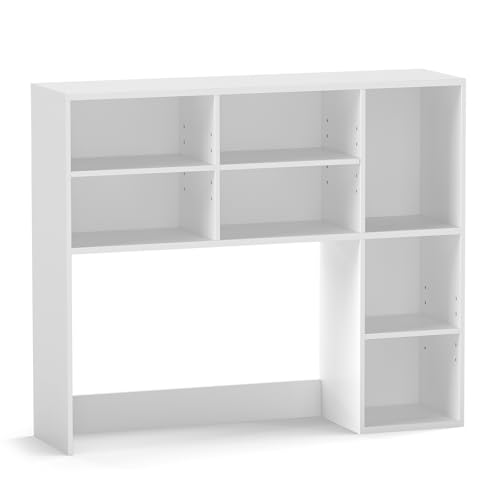 GIANTEX Scaffale da scrivania con 7 scomparti aperti, mobile organizer su tavolo con kit antiribaltamento, 94 x 25 x 79 cm, scaffale per riporre piante, generi e libri (bianco)