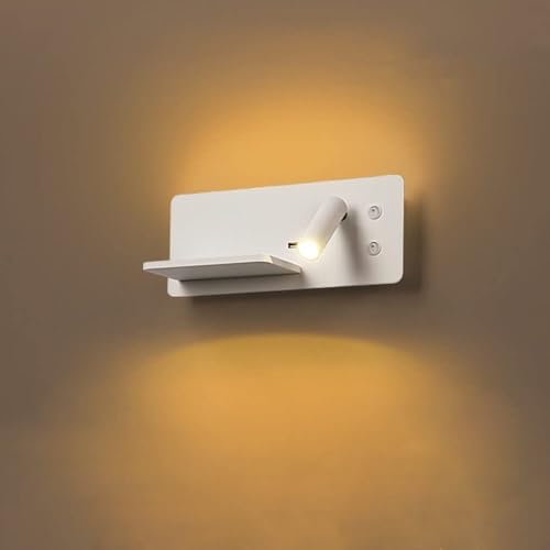 MYUYEE Lámpara De Lectura Led De Pared con Carga USB, Lámpara De Cabecera Ajustable con Interruptor, Lámpara De Cabecera con Cargador Inalámbrico, Luces De P(Blanco-Derecha)