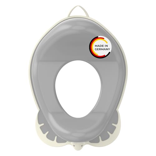 Rival Kinder Toilettensitz mit Gummierung aus TPE ergonomischer Toilettensitz Kinder als WC-Aufsatz mit Anti-Rutsch Funktion ideal fürs Töpfchentraining kann auch aufgehängt werden - grau
