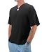 Men's Black Short Sleeve Shirt 100% Cotton Thai Hippie Yoga Shirt (Large, Black)