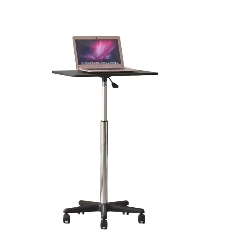 TiLLOwSmall Computer Desk Hydraulic Lift Mobile Workstation, Bedside Table with 5 Silent Wheels One-Button Lift to Avoid Back Pain from Long-Term Sitting(Black,Height 60-80 CM)