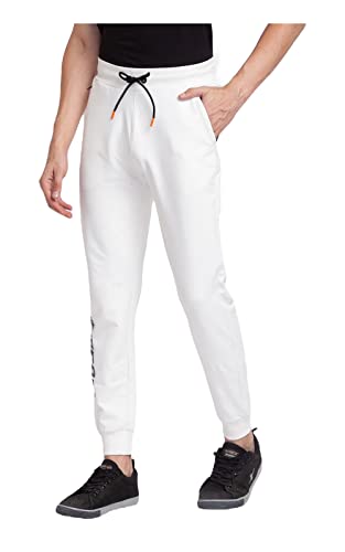 Image of Spykar Men's Mid Rise Slim Fit Cotton Trackpants (MKJ02BB20Ecru2XL White 2XL)