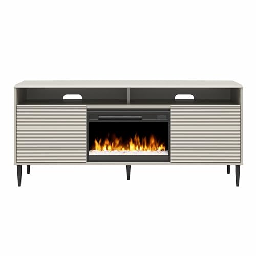 Mr. Kate Daphne Fireplace TV Stand for TVs up to 70 Inch, Replaceable Electric Fireplace Insert Heater, Remote Control, Timer, Color Changing Flames, Crystal Ember Bed, Taupe