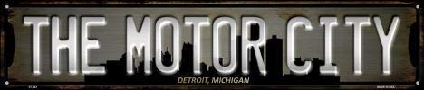 Detroit Michigan The Motor City Metal Street Sign Garage Home Wall Decor Poster Retro Vintage 4x16 Inch Tin Sign