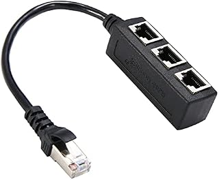 RJ45 Network Splitter Adapter 1 Male to 3 Female Socket Port RJ45 Plug Splitter Cable LAN Divider Suitable Category 6 Ethernet Super 5 Ethernet for Computers or Laptops