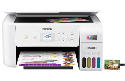 Epson EcoTank ET Series Wireless Color Inkjet All-in-One Supertank Printer, Voice Activated - 10.5 ppm, Borderless Photo Printing, Ethernet, Print Scan Copy, White, 32GB Durlyfish USB Card