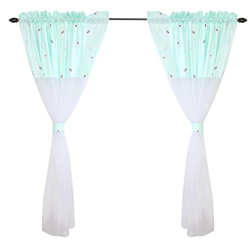 TupTam Rideaux Voilage pour Chambre d'enfants, Lot de 2, Ours Menthe, env. 140 x 160 cm