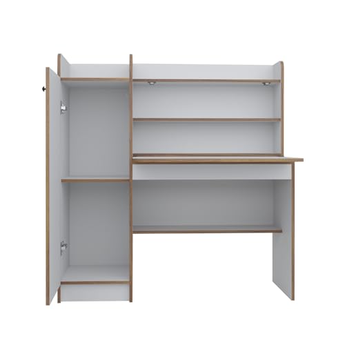 Image of NEUDOT Vision Engineered Wood Study Table with Single Door Storage | Frosty White Finish | Compact & Modern Work Desk | Durable Study & Laptop Table for Home Office