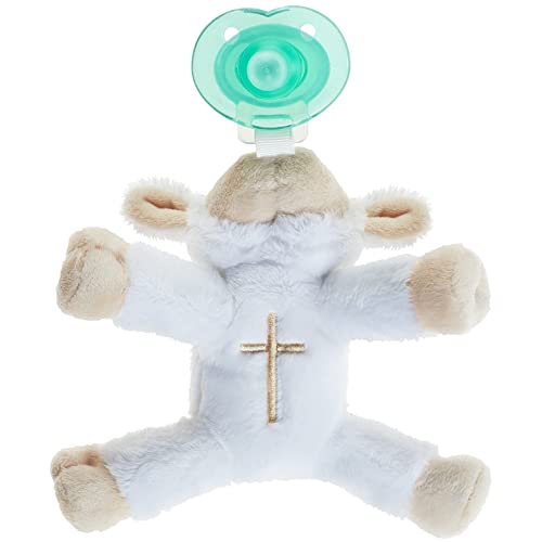 Image of Nookums Paci-Plushies Buddies Adapts to Name Brand Pacifiers, Suitable for All Ages, Plush Toy Includes Detachable Pacifier (Lovie Lamb with Cross on Belly)