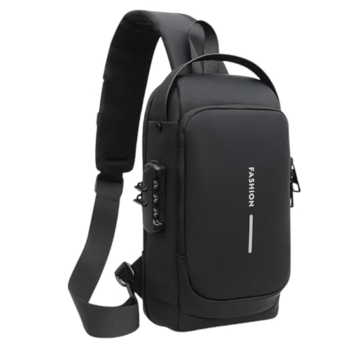 New Carbon Fiber Streamline Anti-Theft Sling Bag,USB charging port Sport Waterproof Shoulder Bag, for Daily Trips, Commutes (Black)