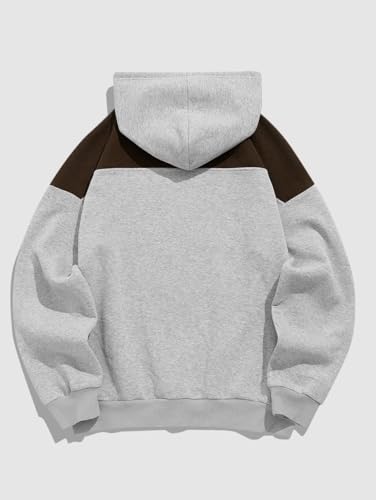 ZAFUL Men's Hooded Sweatshirt Graphic Colorblock Two Tone Fleece Lined Pullover Thermal Hoodie (ALASKA-Deep Coffee, 2XL)2