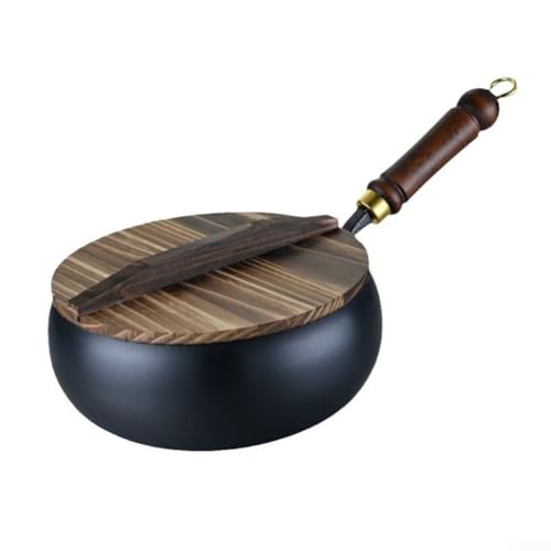 Jonikuper Estilo grande del vientre del pote del hierro forjado a mano para cocinar uniforme y el cuidado sin esfuerzo (olla de 28cm+tapa de madera)