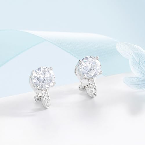SELOVO 8MM Cubic Zirconia with Small Cz Clip On Stud Earrings Non Pierced Earrings for Women4