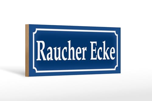 FEMER Panneau en bois - Remarque : 27 x 10 cm - Coin fumeur (bleu, blanc) - Panneau décoratif en bois