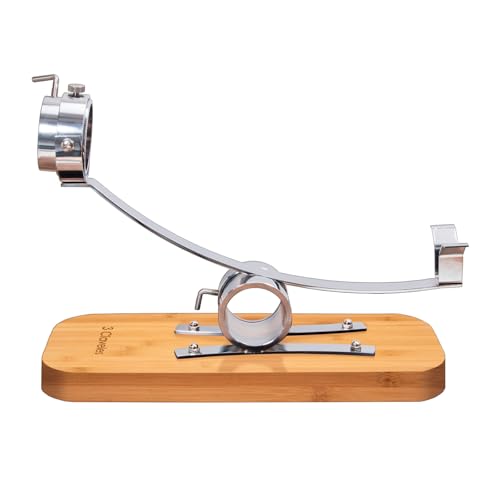 Soporte Jamonero Basculante con Cabezal Giratorio 3 Claveles, Base de Madera de Bambú y Herrajes de Metal