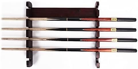 Support mural bois canne a peche et queue de billard marron rangement vertical 6 places