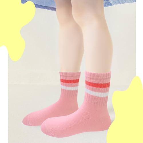 Bemeol Girls Socks 10 Pairs Girls Crew Socks Athletic Cotton Lightweight Stretch Casual Sock for Kids 4-6 6-8 8-10 Years Old3