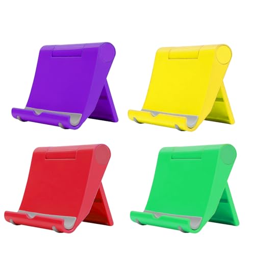 Miunpri 4pcs Porta Cellulare da Tavolo,Supporto Telefono Scrivania,Supporto Cellulare Scrivania,Supporto Pieghevole per Telefono Cellulare Antiscivolo per Telefoni Cellulari e Ipad (B:Colorato)
