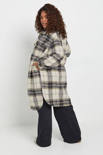 Yours Curve Blue Check Print Longline Shacket - Women's - Plus Size Curve - Image 3