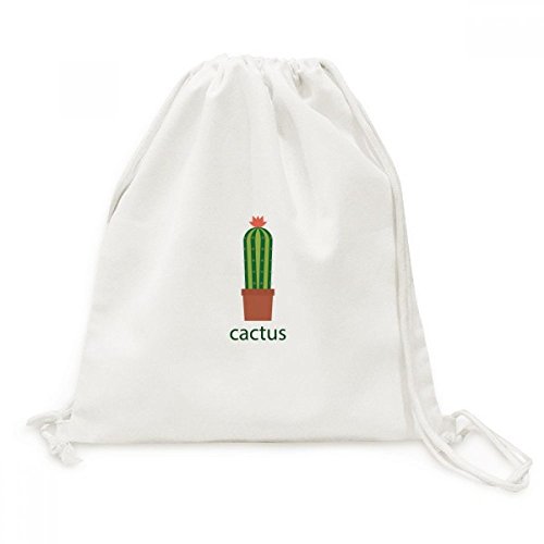 Sac à dos à cordon imprimé cactus vert en toile souple et résistante