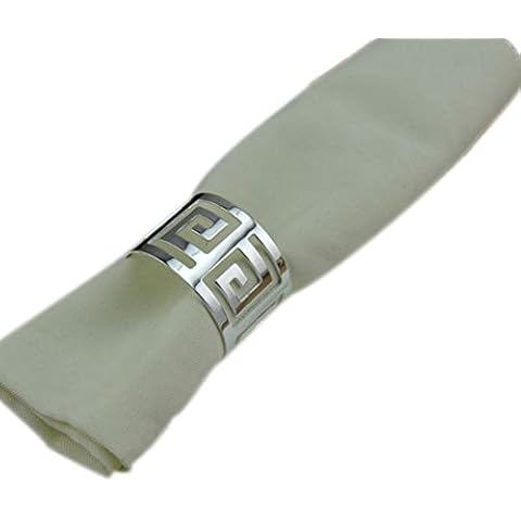 ZiDeTang Hammered 1.77-inch Stainless Steel Metal Napkin Ring (Silver, 10) Cover