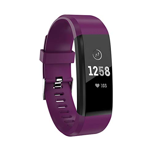 ATETION Fitness Tracker, Fitness Tracker Pedometer Watch with Slim Touch Screen and Wristbands, Wearable Activity Tracker as Step Counter Sleep Monitor for Kids Women Men (Purple) 