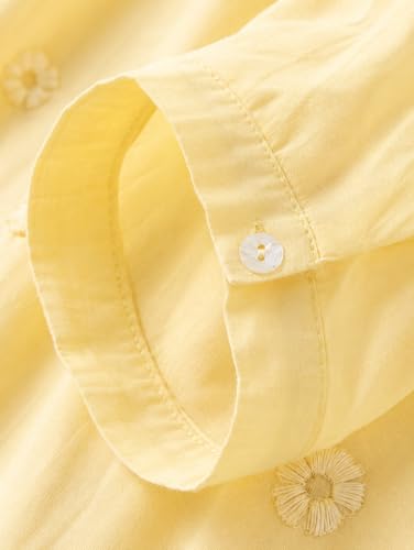 Image of RIEKA Womens Floral Applique Embroidered Fancy Top with Mandarin Collar Button Down Front Half Sleeves Relaxed Fit Casual Tunic Top for Women