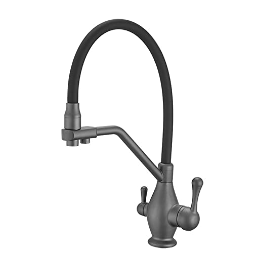 Robinet cuisine 3 voies eau filtrée laiton gris, l'eau pure sans encombrement