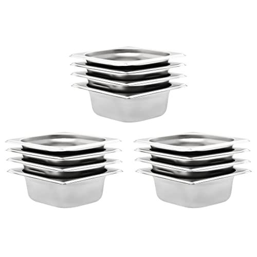 vidaXL 12x Contenitori Gastronorm Impilabili Universali Rettangolari Atossico Teglie Cucina GN 1/6 65 mm in Acciaio Inox Argento