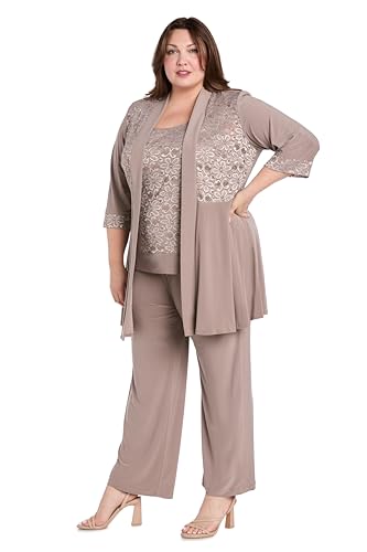R&M Richards Women's Plus Size Lace Pant Set4