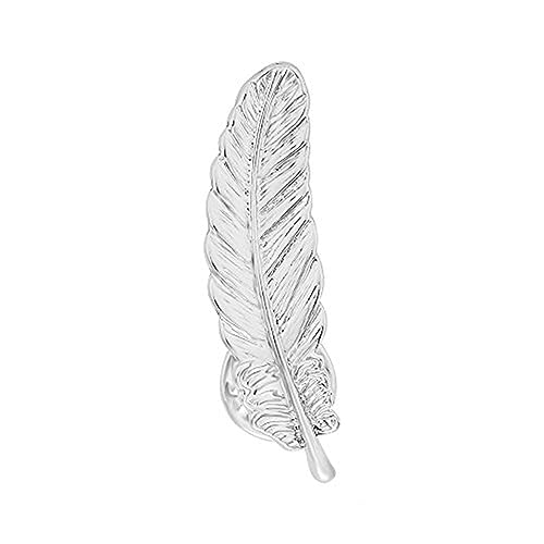 Image of NOUMANDA Plated Leaf Feather Lapel Pin Collar Brooch for Women