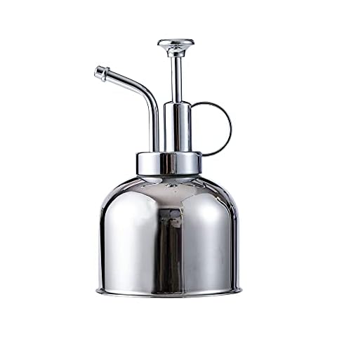 IMEEA 300ml/10oz Plant Mister Spray Bottle SUS304 Stainless Steel Plant Spritzer Watering Can with Top Pump for Indoor Windowsill Orchids Air Plants (Silver) Cover