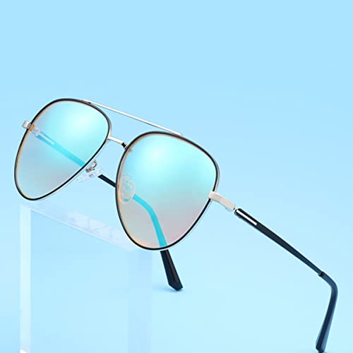 Gafas de corrección de ceguera de color para hombres Gafas de sol polarizadas estilo aviador Rojo Verde Daltónicos Gafas Enchroma (Plata)