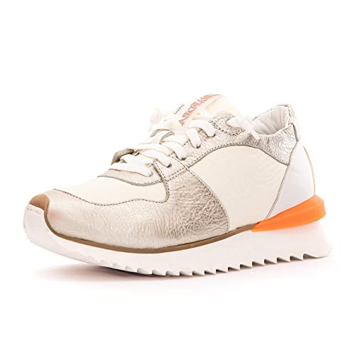 ANDIA FORA Ruffle Silk Platino Sneaker Pelle Tessuto Donna Metallic Platino Cream 2.5 UK