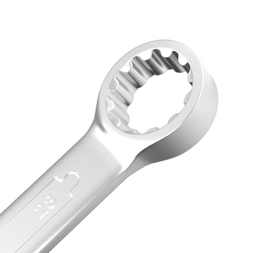 Image of Groz Combination Spanner 28 mm, Length 310 mm | DIN 3113 Standards | Chrome Vanadium, Matt Satin Chrome Combination Wrench Tool | CSP /DIN /28G